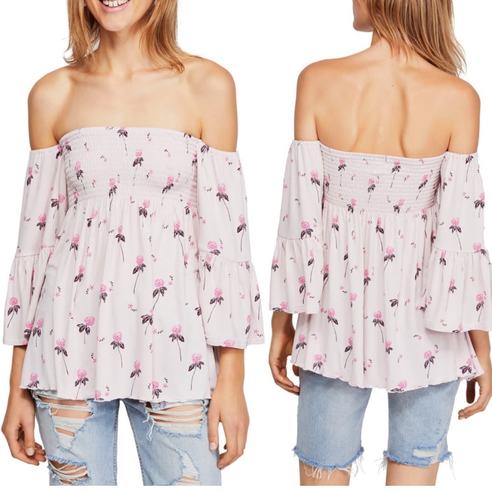Free People Floral Off-Shoulder Tunic - Pink